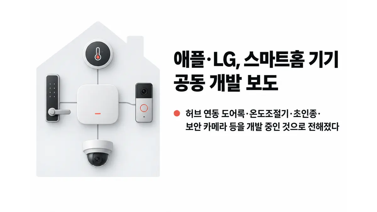 애플·LG, 스마트홈 기기 공동 개발 보도 — 기사 주제를 표현한 AI 생성 개념 삽화